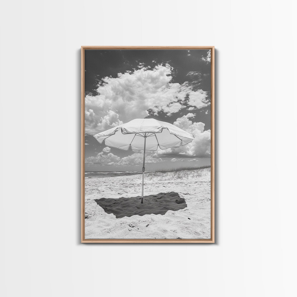 Beach Umbrella Sunny Coastal Cloudscape Canvas Print