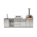 Blazon 112-Inch 4-Burner 108K BTU Outdoor Kitchen Island With Pizza Oven, Rotisserie & Refrigerator (SAK94565)