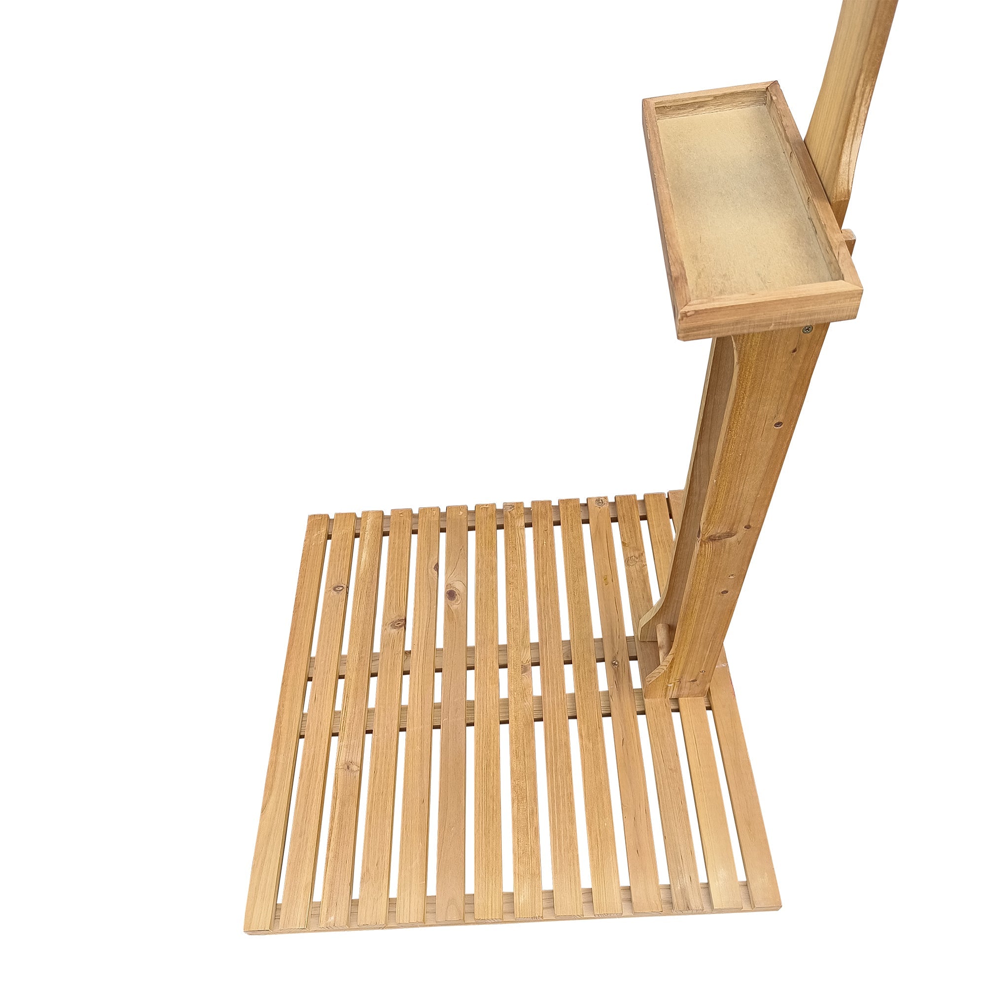 Solid Wood Outdoor Garden Pool Shower with Chassis Board for Patio, Teak