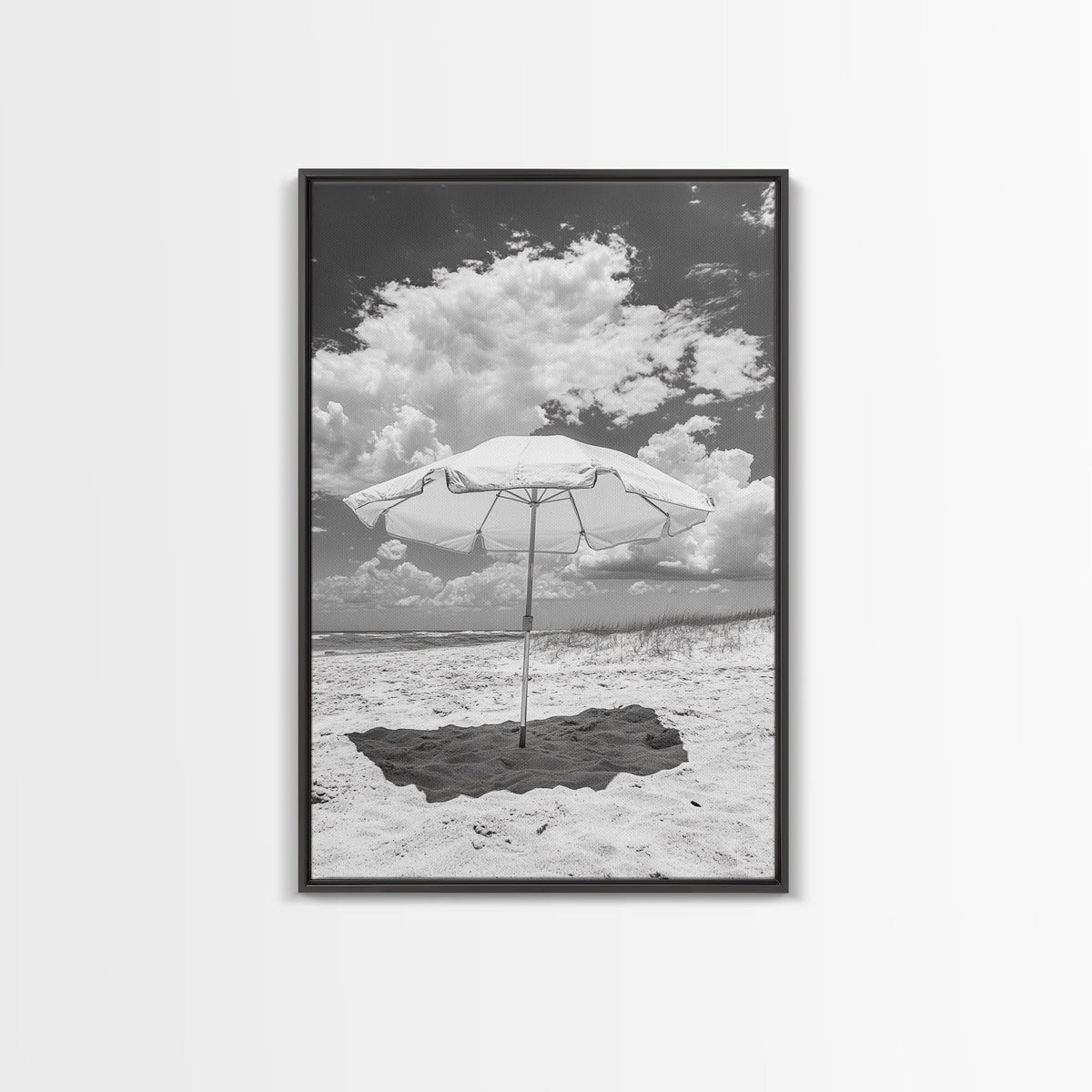 Beach Umbrella Sunny Coastal Cloudscape Canvas Print