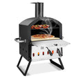Outdoor Pizza Oven with Anti-Scalding Handles & Foldable Legs – Black
