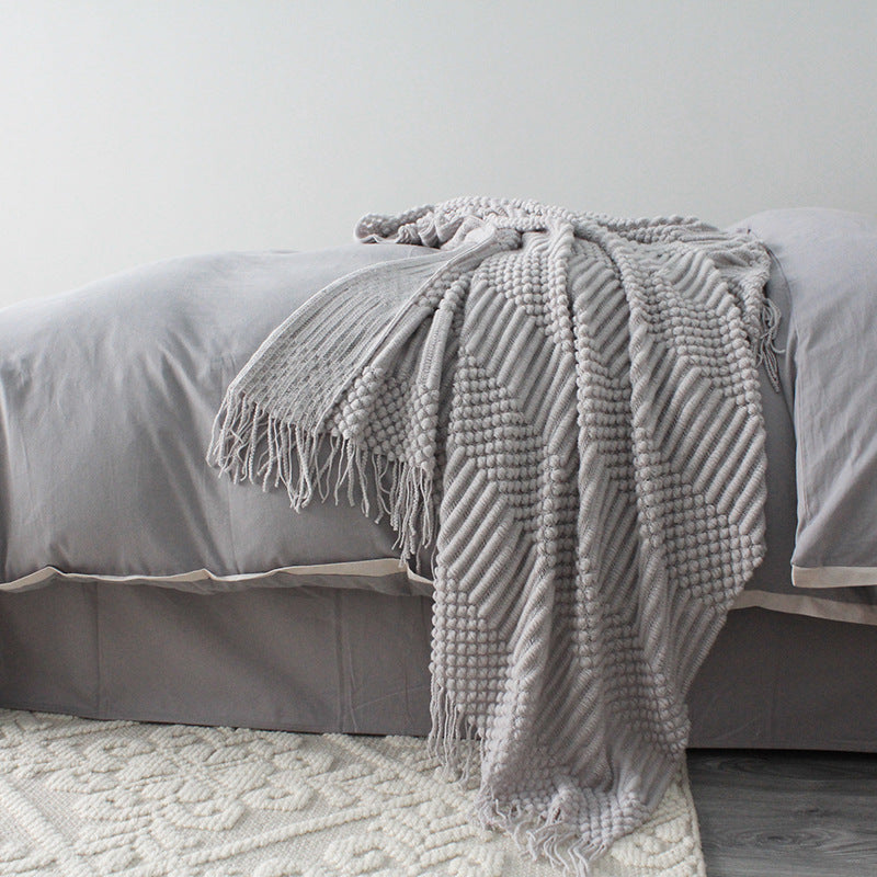 Textured Polyester Throw Blanket - 127 × 170 cm