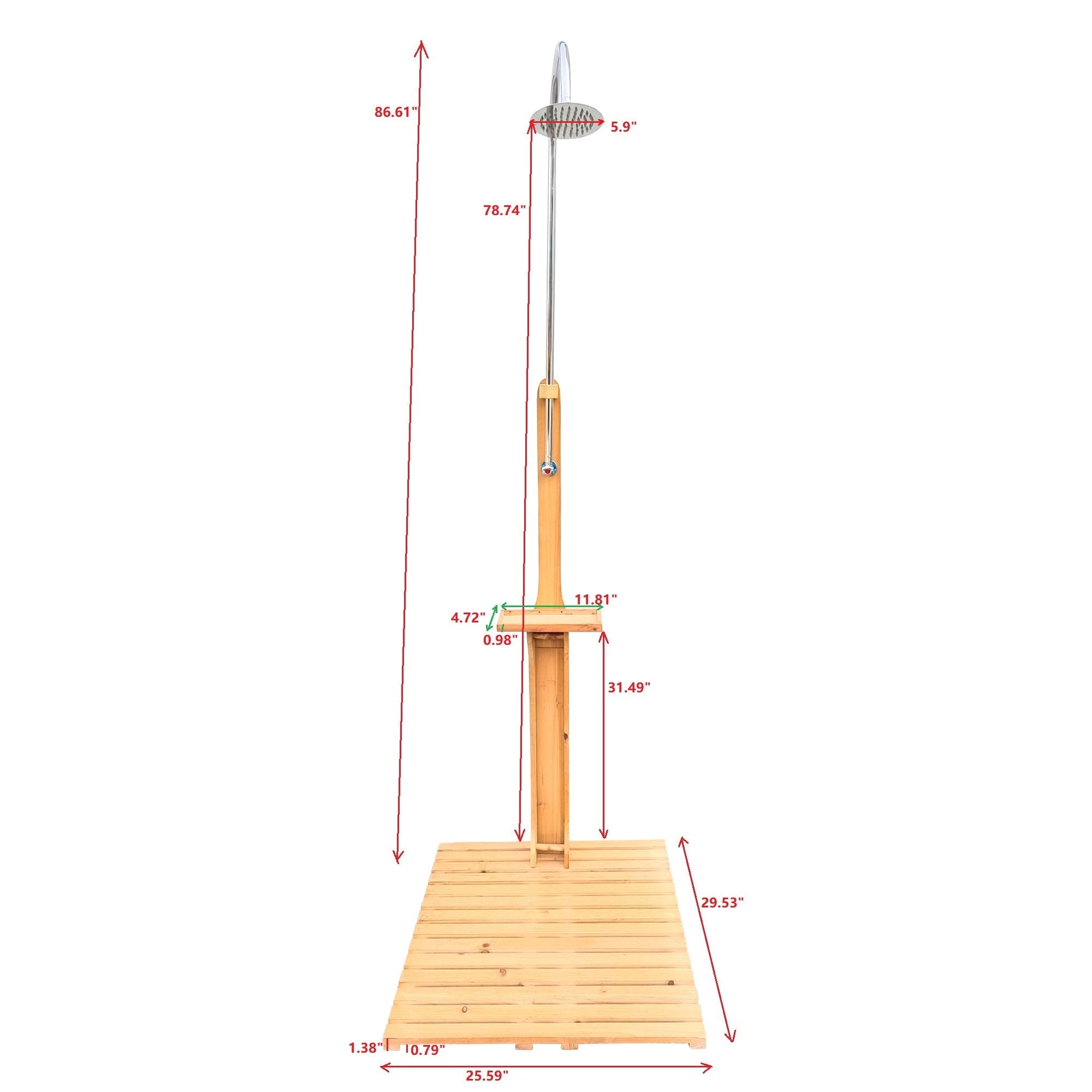 Solid Wood Outdoor Garden Pool Shower with Chassis Board for Patio, Teak