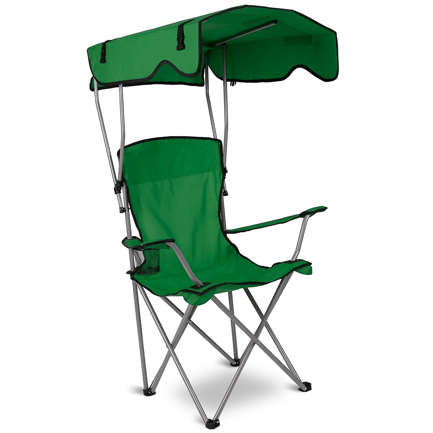 Foldable Beach Canopy Chair with Sun Protection & Cup Holder