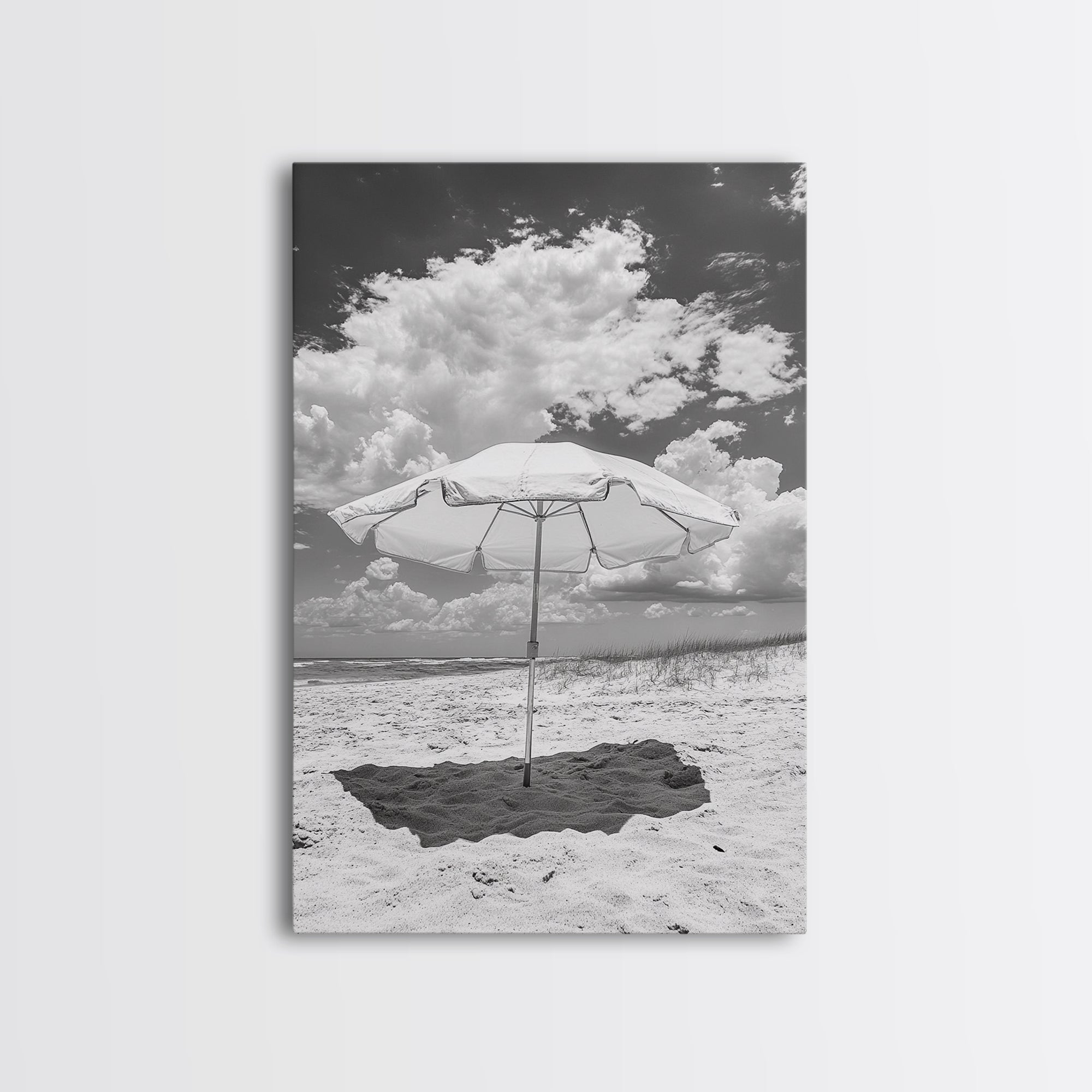 Beach Umbrella Sunny Coastal Cloudscape Canvas Print