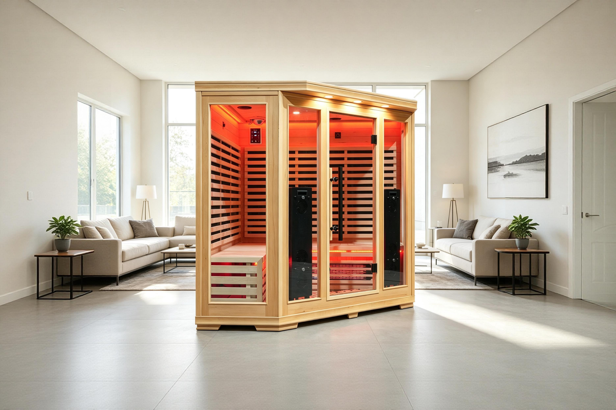 Blisspod Vienna RED Full-Spectrum Corner Sauna for 4–5 People