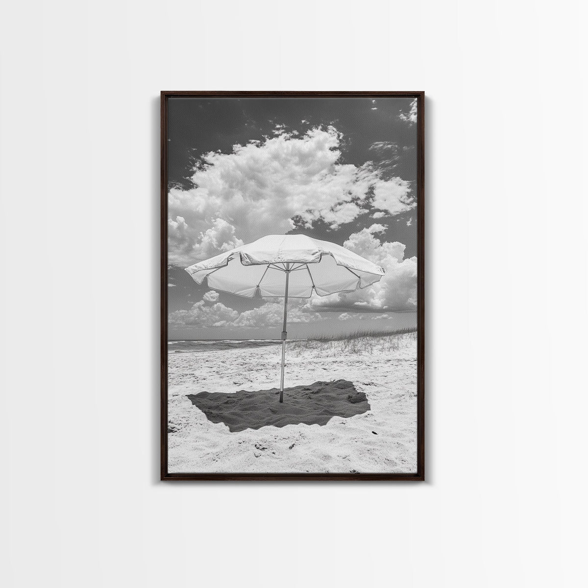 Beach Umbrella Sunny Coastal Cloudscape Canvas Print