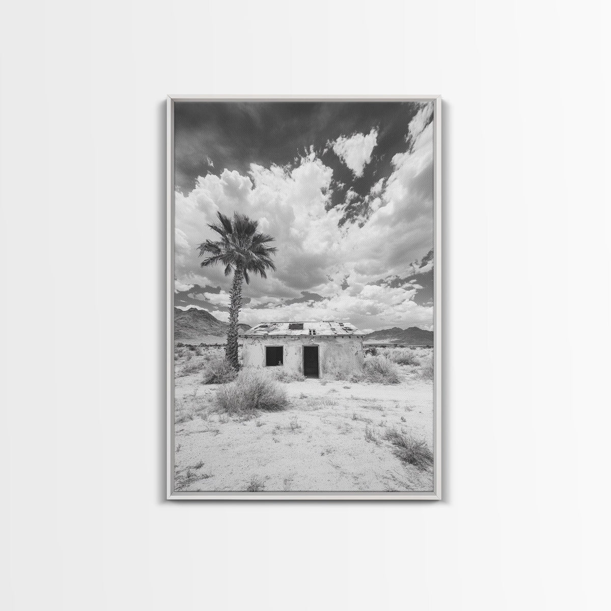 Palm Tree Desert Shack Western Minimalism Canvas Print