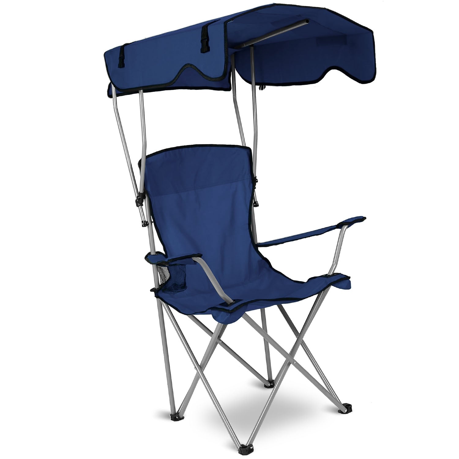 Foldable Beach Canopy Chair with Sun Protection & Cup Holder