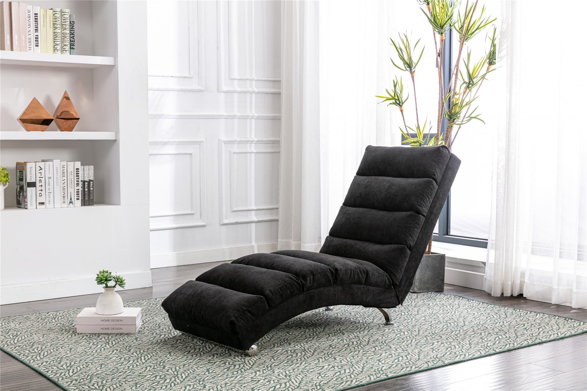 Luxury Upholstered Chaise Lounge, Vibration Relaxation, Fixed Back Recliner