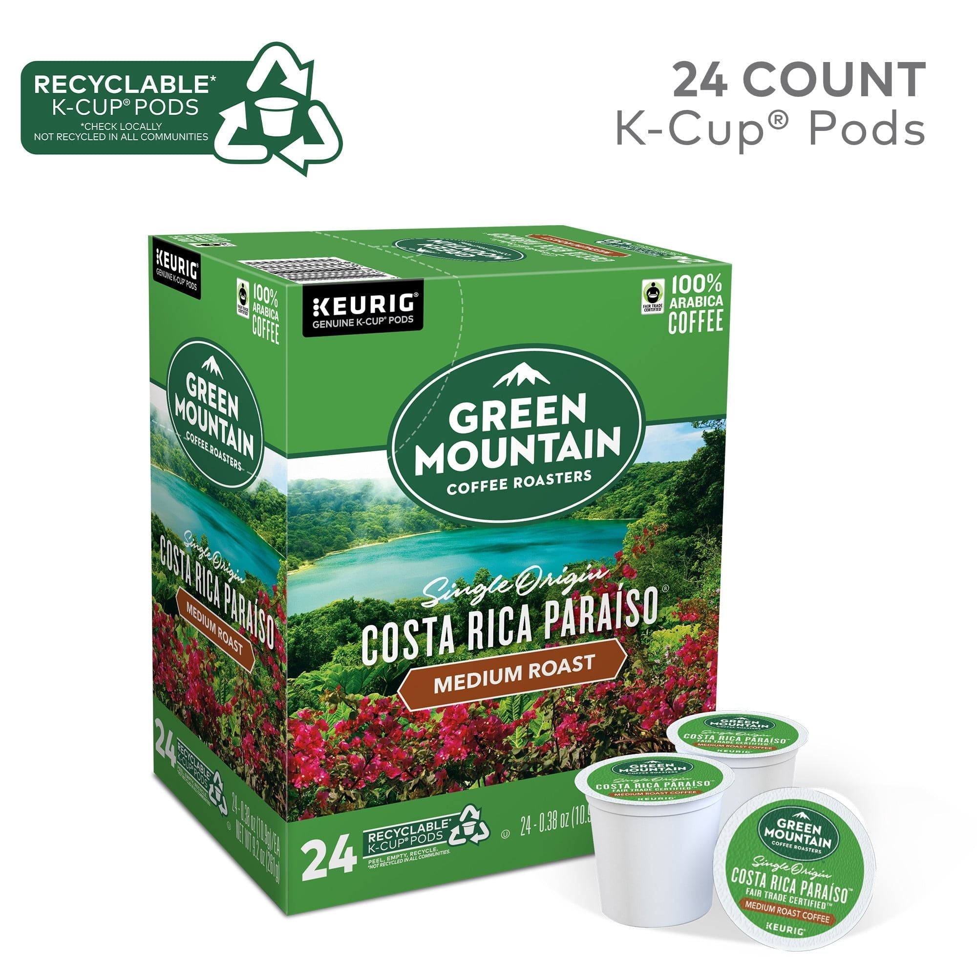 Green Mountain Coffee Roasters Costa Rica Paraíso K-Cups – Medium Roast, 24-Count