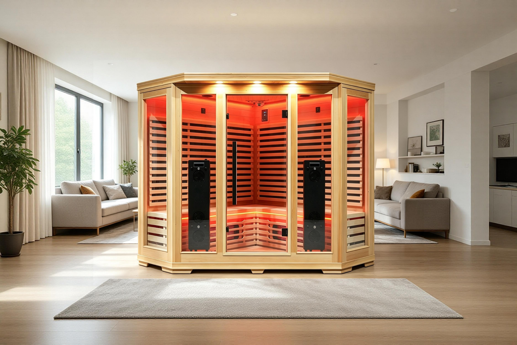 Blisspod Vienna RED Full-Spectrum Corner Sauna for 4–5 People