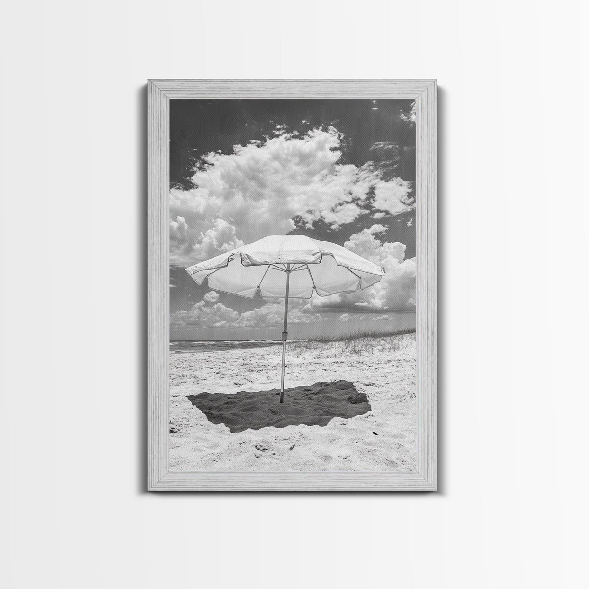 Beach Umbrella Sunny Coastal Cloudscape Canvas Print