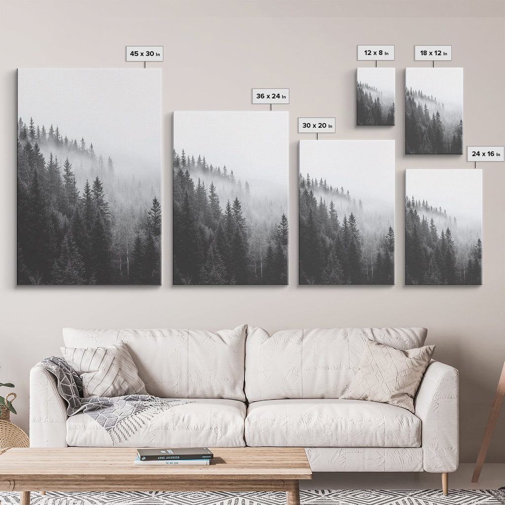 Misty Forest Pine Trees Foggy Morning Canvas Print