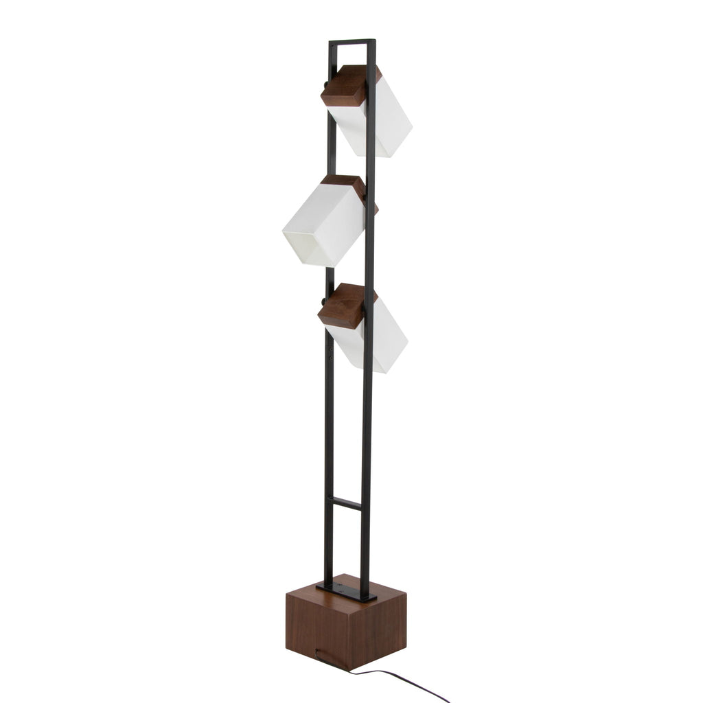 Bento - Contemporary Floor Lamp - Black / Walnut / White