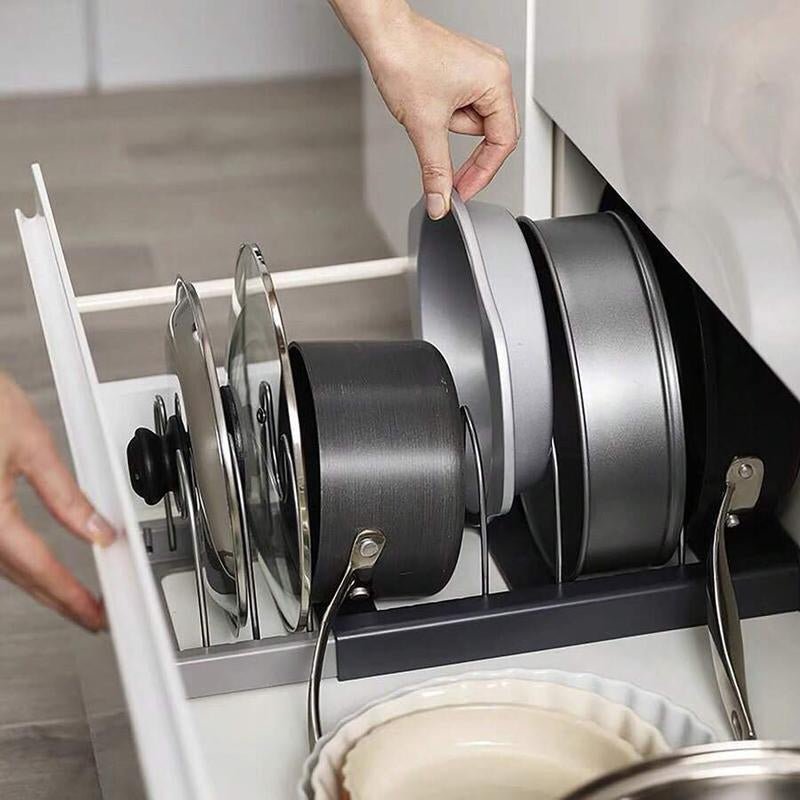Expandable Pot & Pan Organizer Rack with Adjustable Dividers