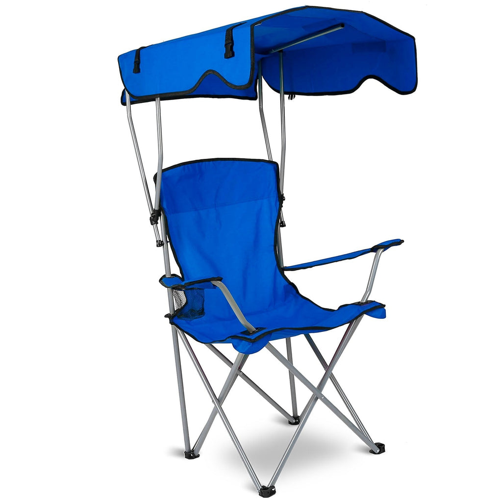 Foldable Beach Canopy Chair with Sun Protection & Cup Holder