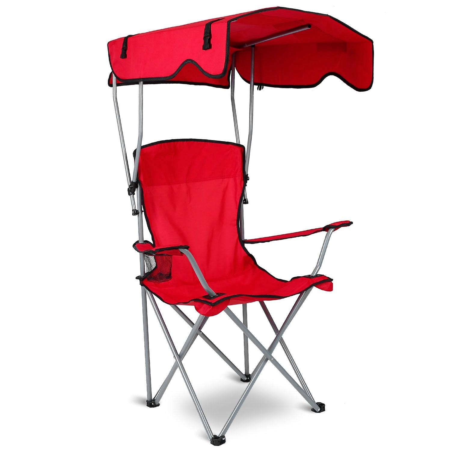 Foldable Beach Canopy Chair with Sun Protection & Cup Holder