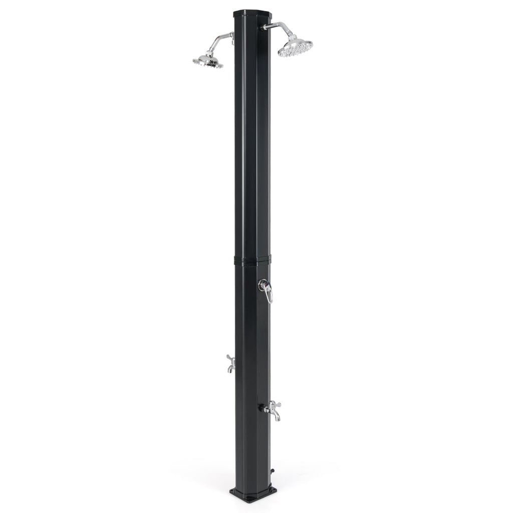 9.3 Gallon Solar Heated Outdoor Shower with Dual Shower Heads – Black