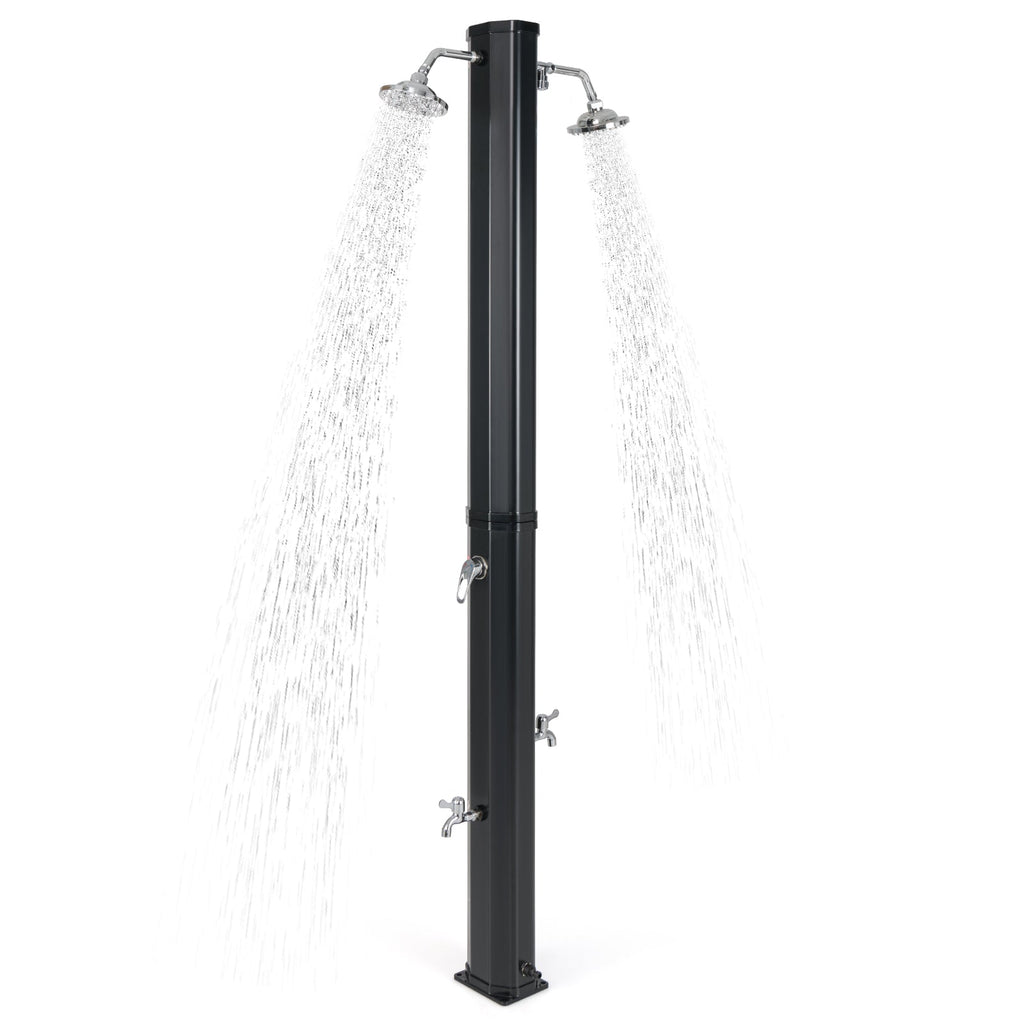 9.3 Gallon Solar Heated Outdoor Shower with Dual Shower Heads – Black