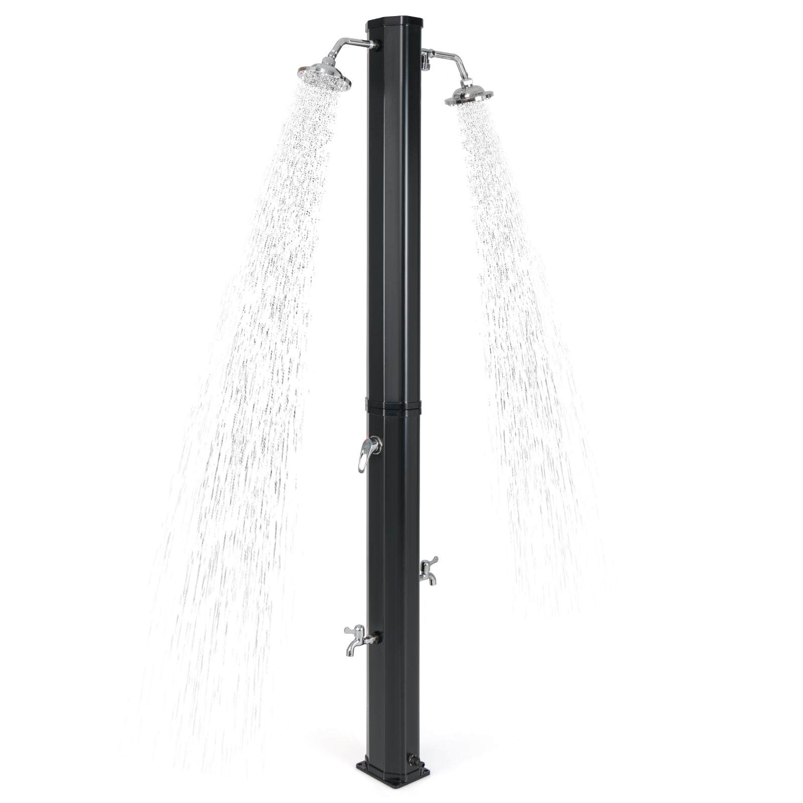 9.3 Gallon Solar Heated Outdoor Shower with Dual Shower Heads – Black