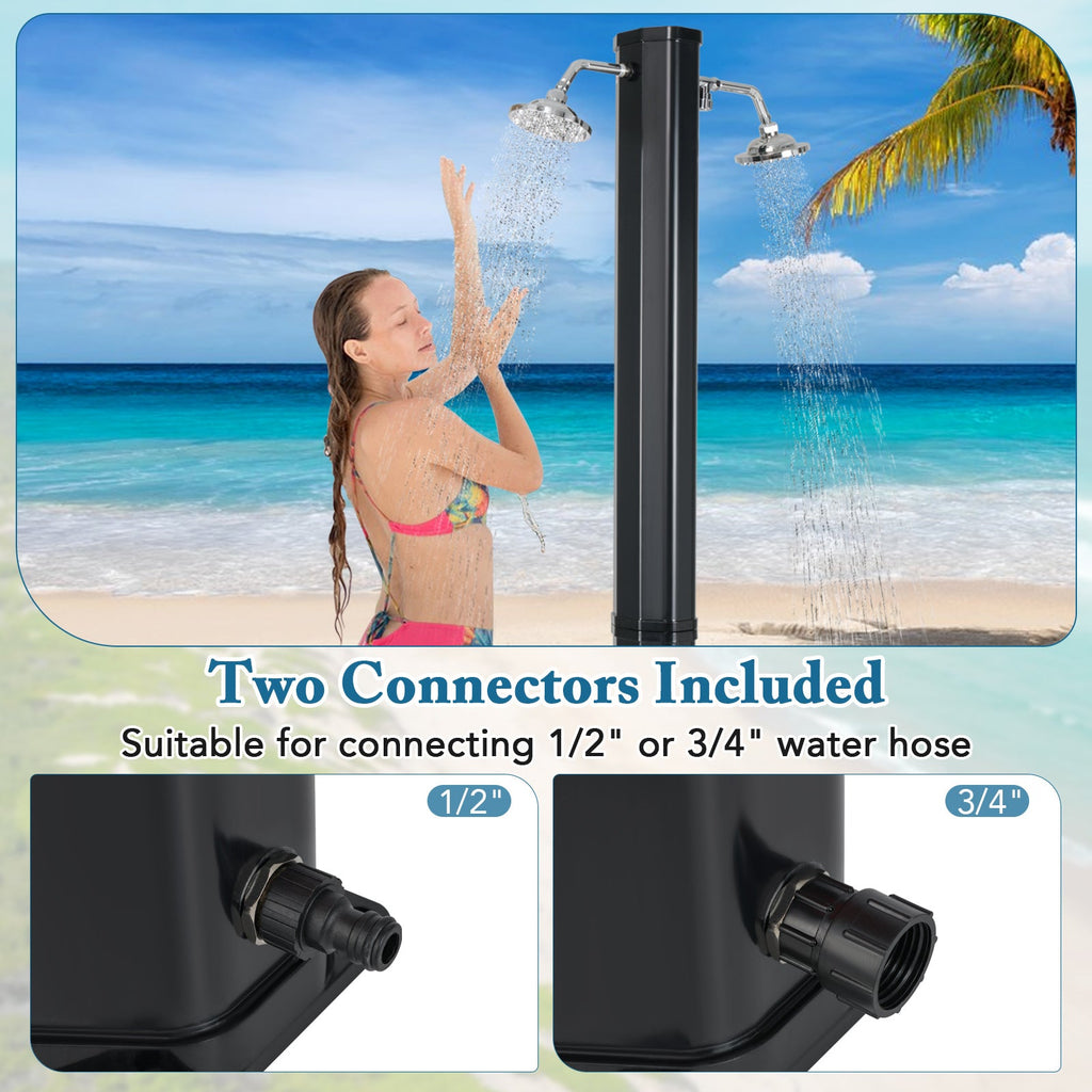 9.3 Gallon Solar Heated Outdoor Shower with Dual Shower Heads – Black