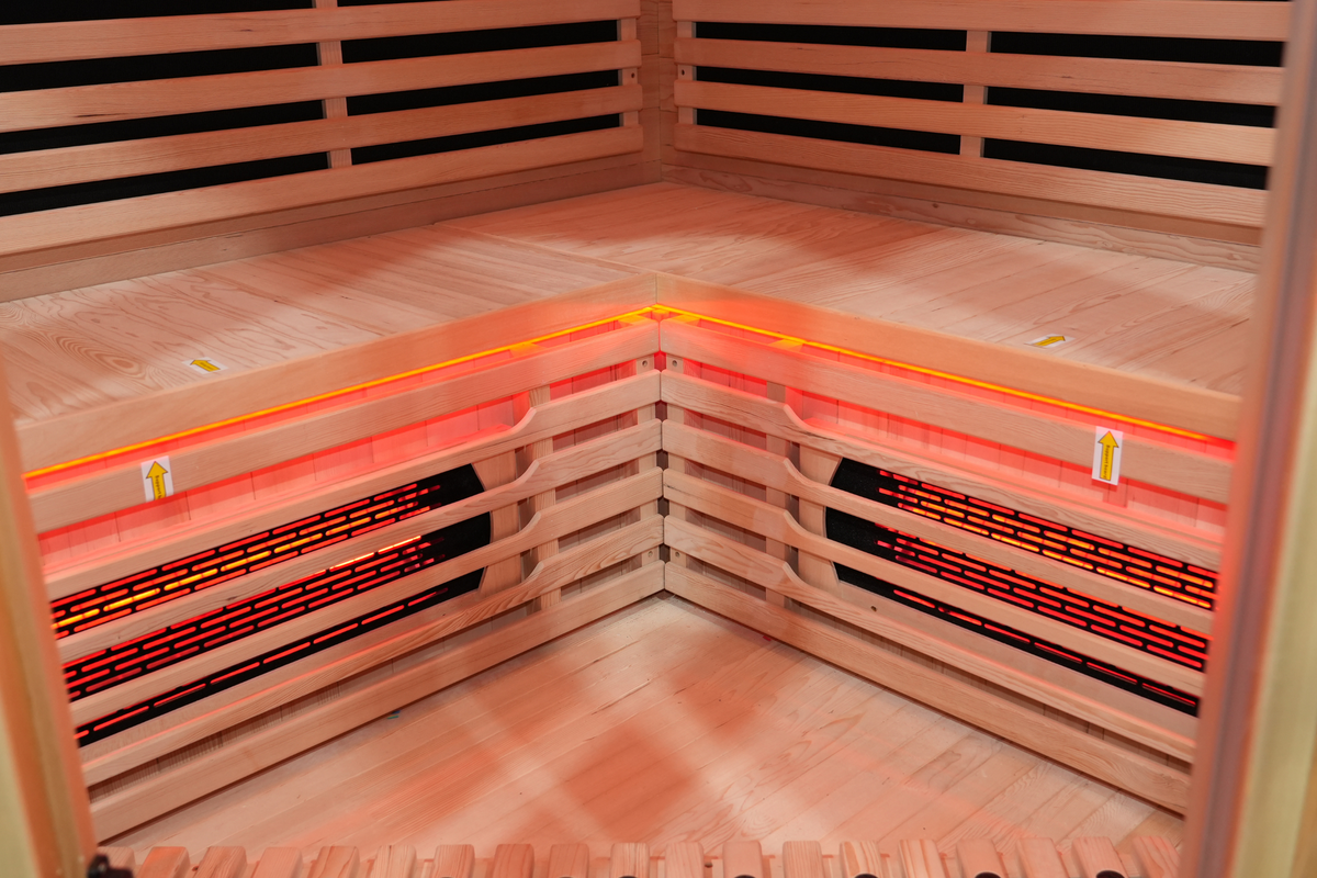 Blisspod Vienna RED Full-Spectrum Corner Sauna for 4–5 People