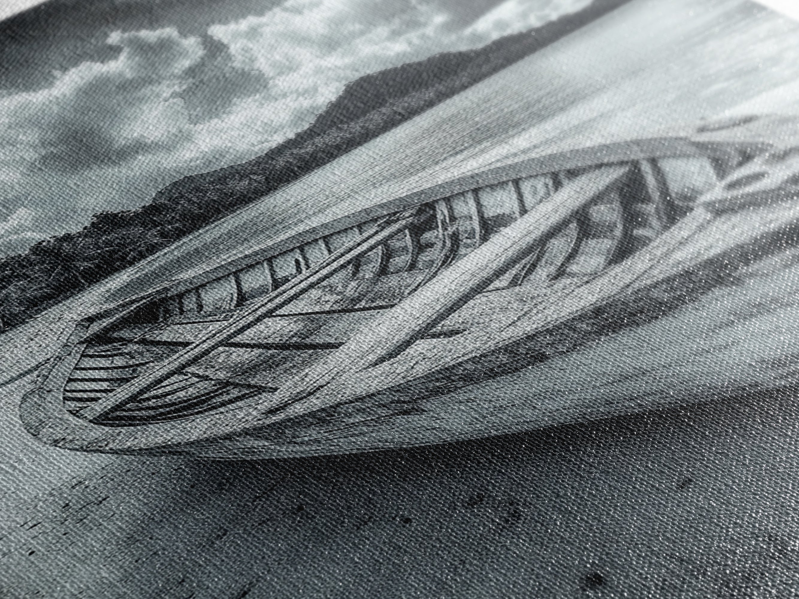 Abandoned Rowboat Coastal Black & White Canvas Print