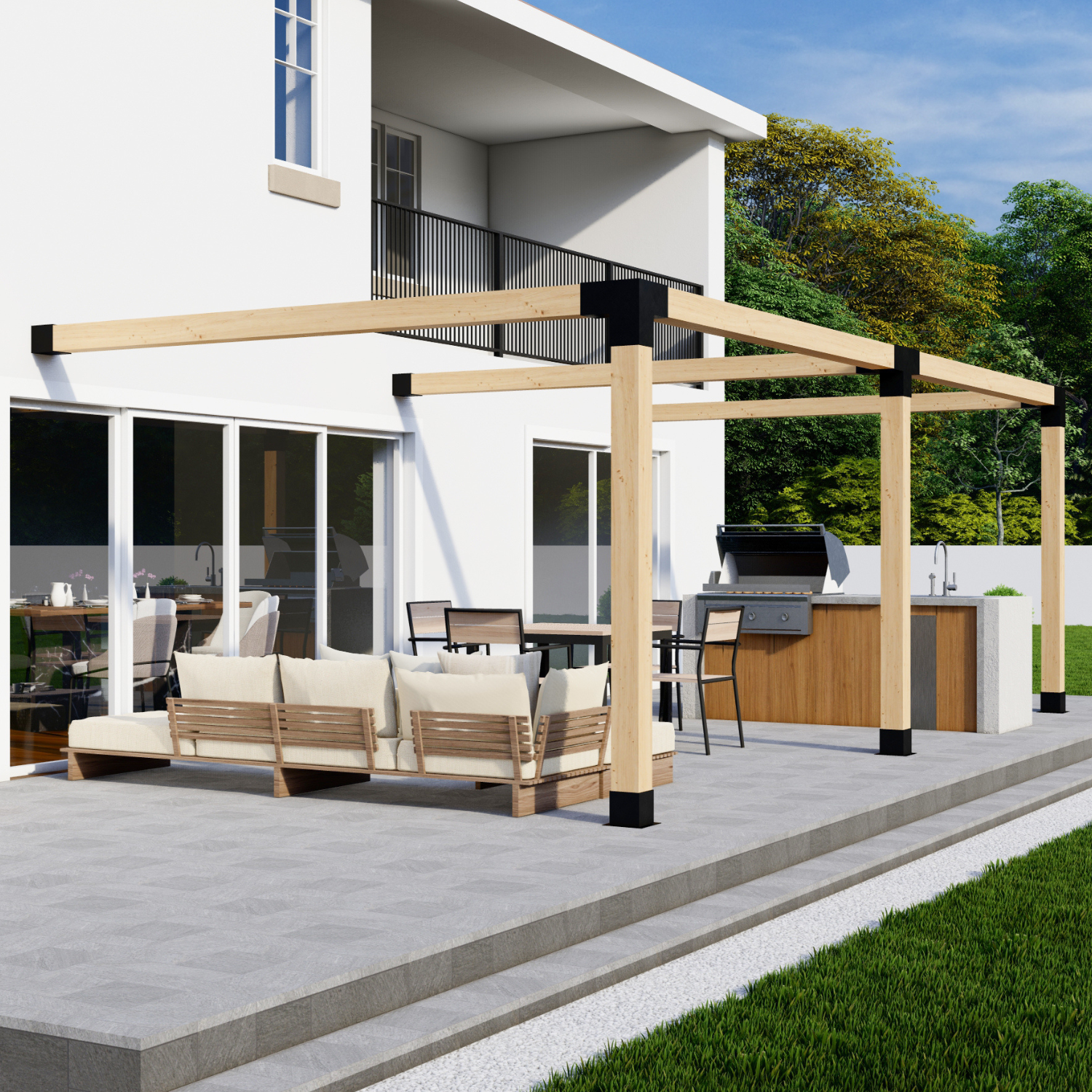 DIY Pergola Bracket Kit for an Attached Pergola Frame - Any Size Up to 24' x 12'