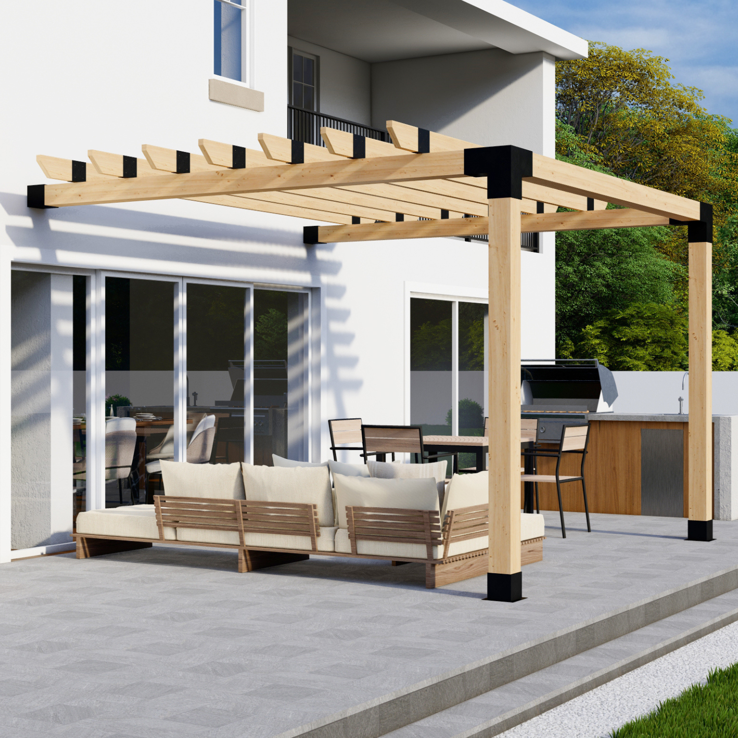 DIY Pergola Bracket Kit for an Attached Pergola With Roof Rafters - Any Size Up to 12' x 12'