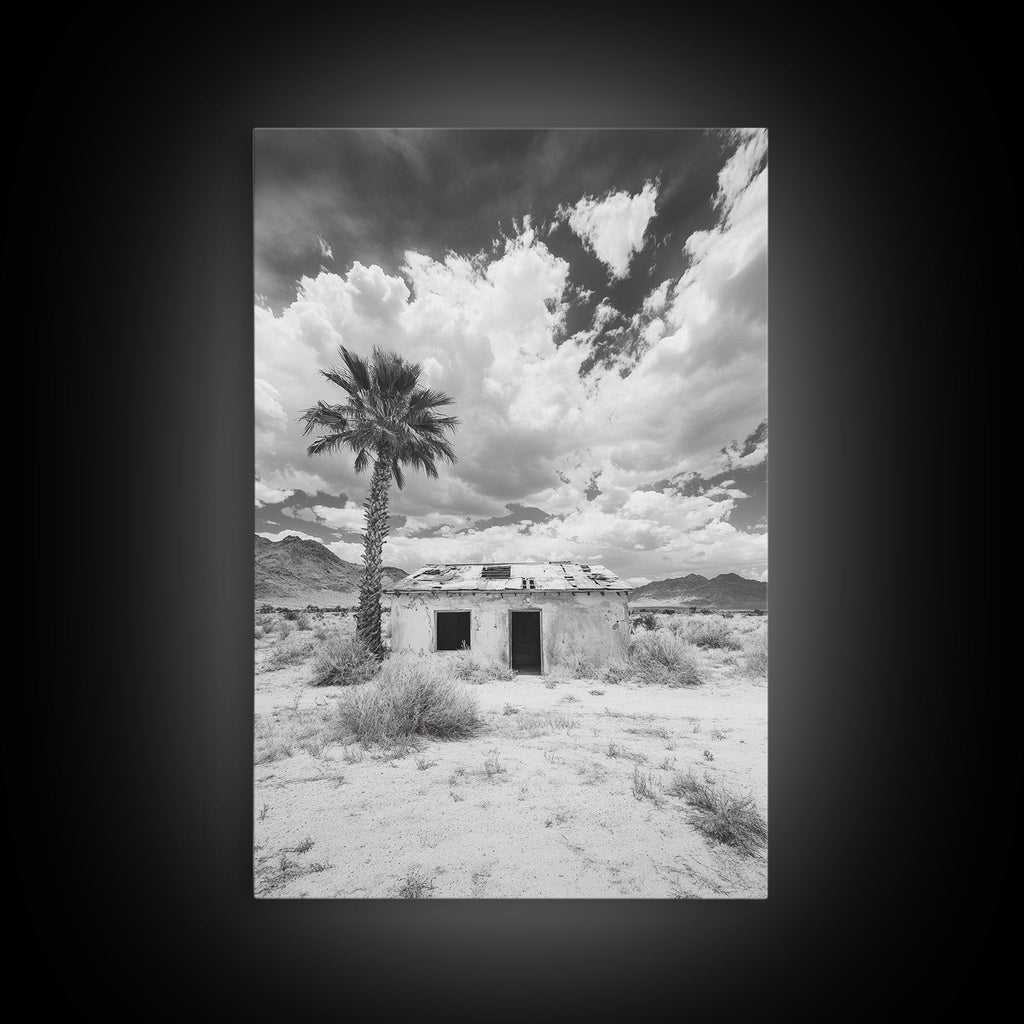 Palm Tree Desert Shack Western Minimalism Canvas Print