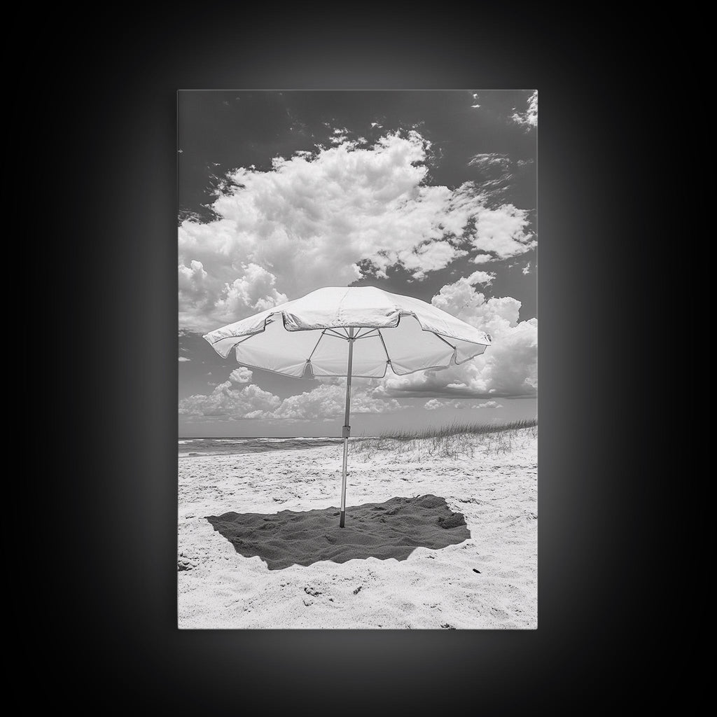 Beach Umbrella Sunny Coastal Cloudscape Canvas Print