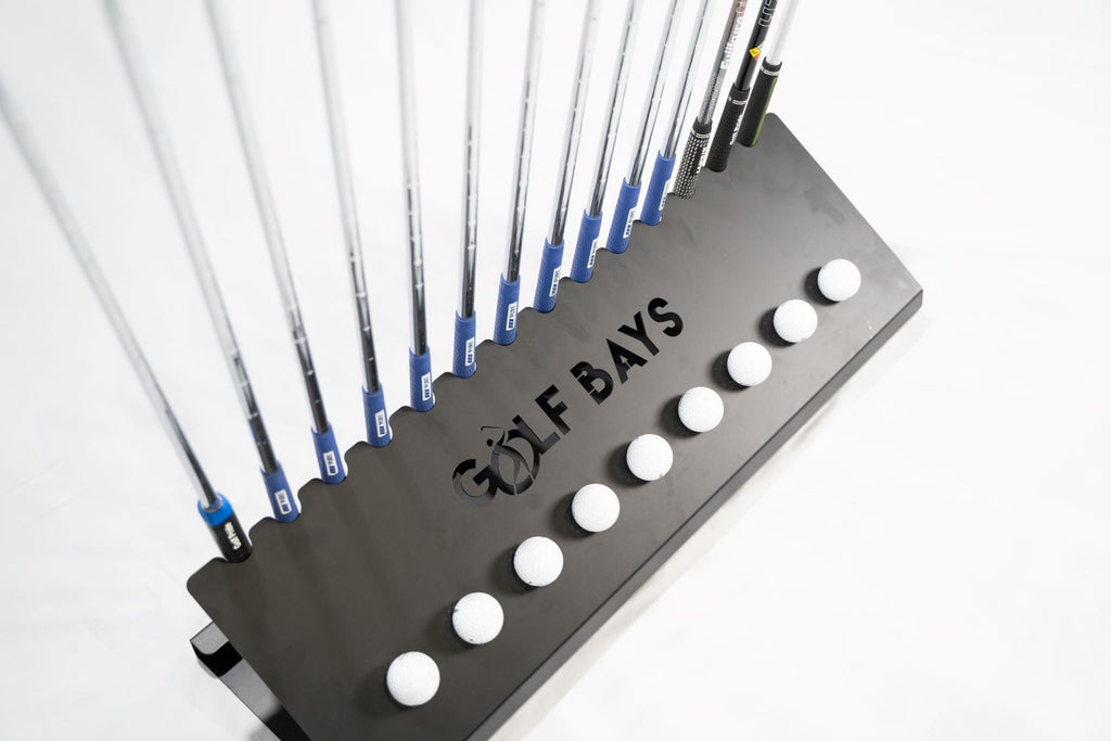 Golf Club Display Rack – Holds 14 Clubs & 9 Golf Balls | Indoor Golf Storage