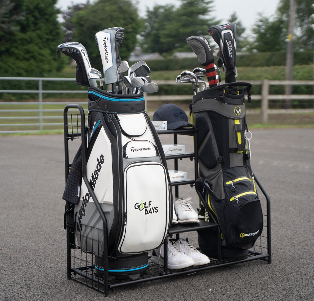 Dual Golf Bag Display & Storage Organizer