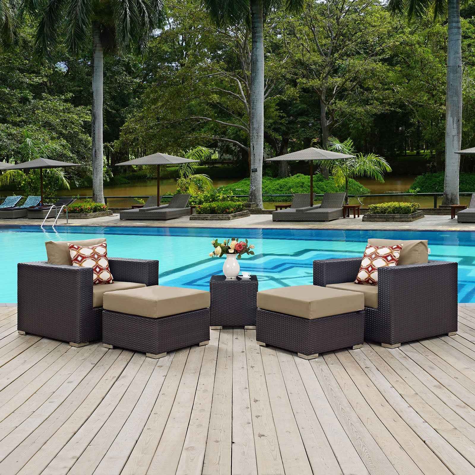 Modway Convene 5-Piece Outdoor Sectional Set