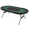 Foldable 10-Player Poker Table with LED Lights & USB Ports