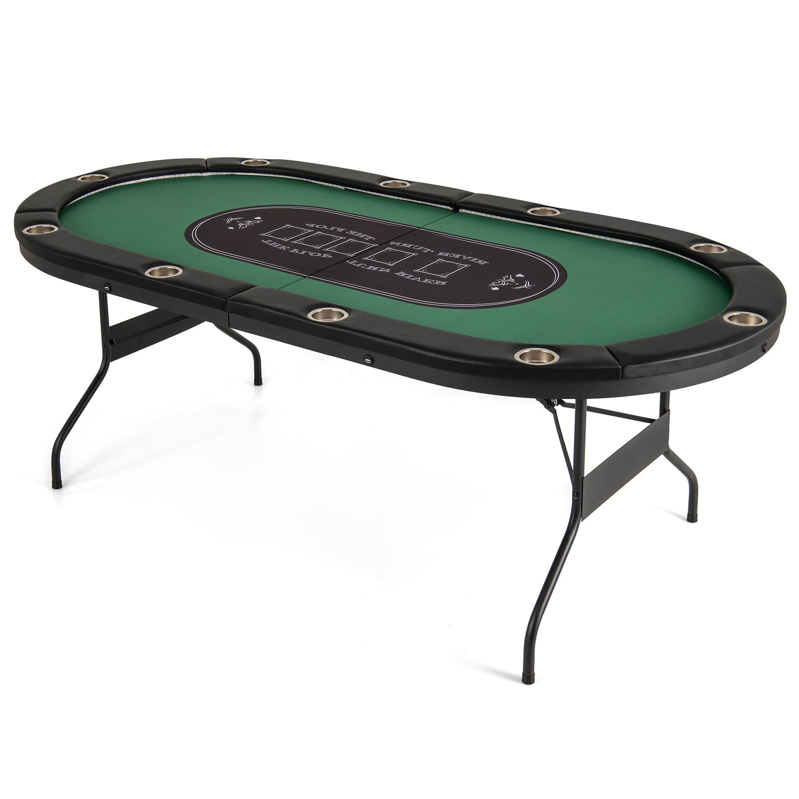 Foldable 10-Player Poker Table with LED Lights & USB Ports