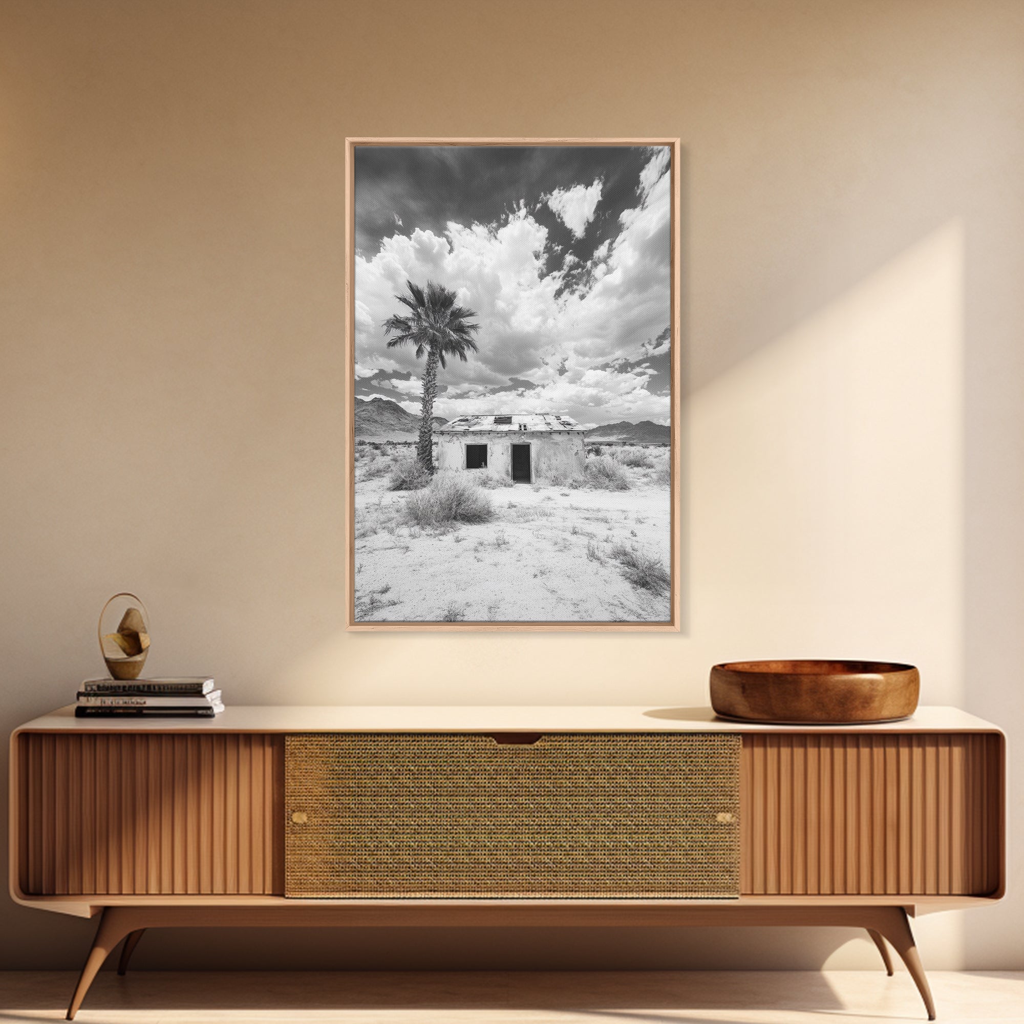 Palm Tree Desert Shack Western Minimalism Canvas Print