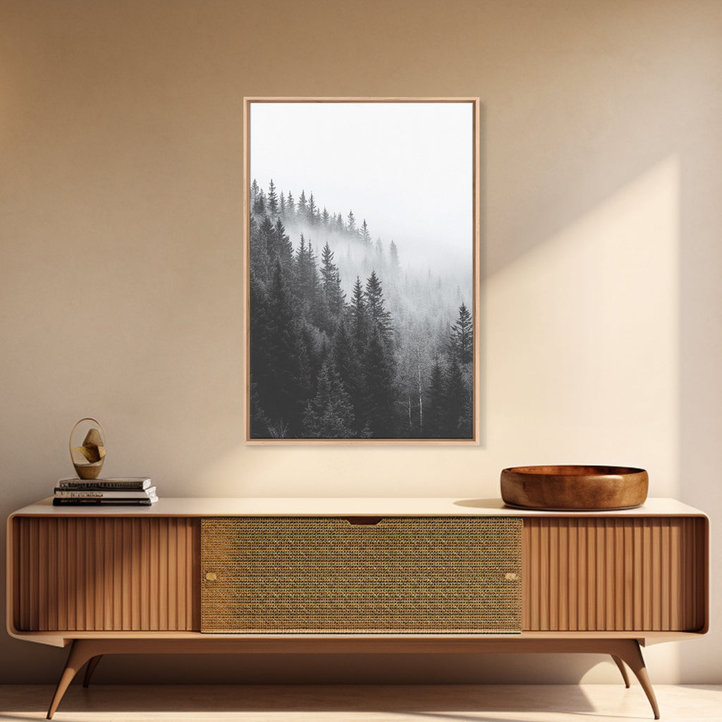Misty Forest Pine Trees Foggy Morning Canvas Print