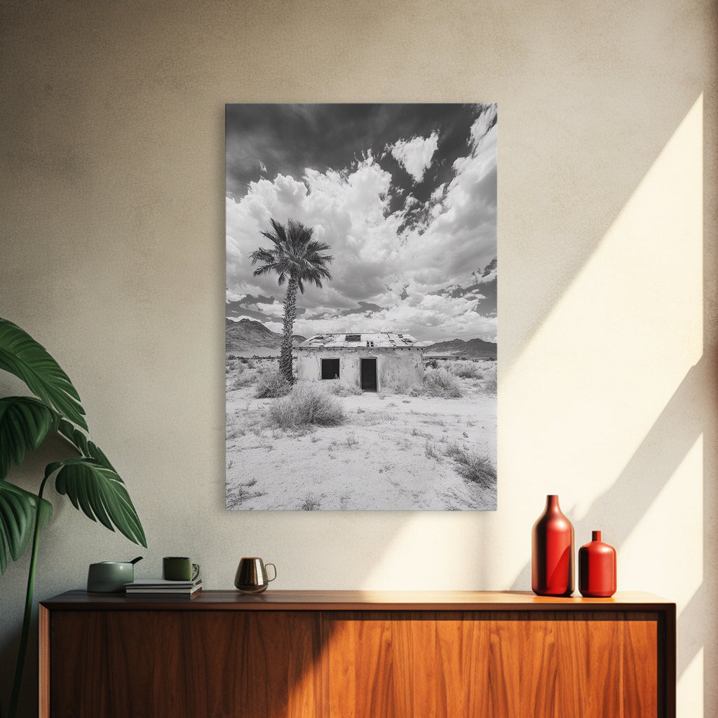 Palm Tree Desert Shack Western Minimalism Canvas Print
