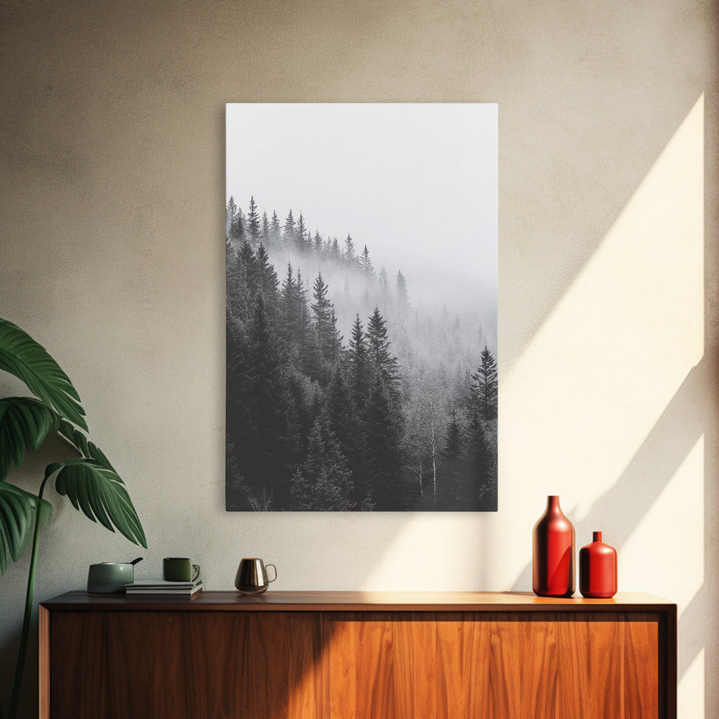Misty Forest Pine Trees Foggy Morning Canvas Print
