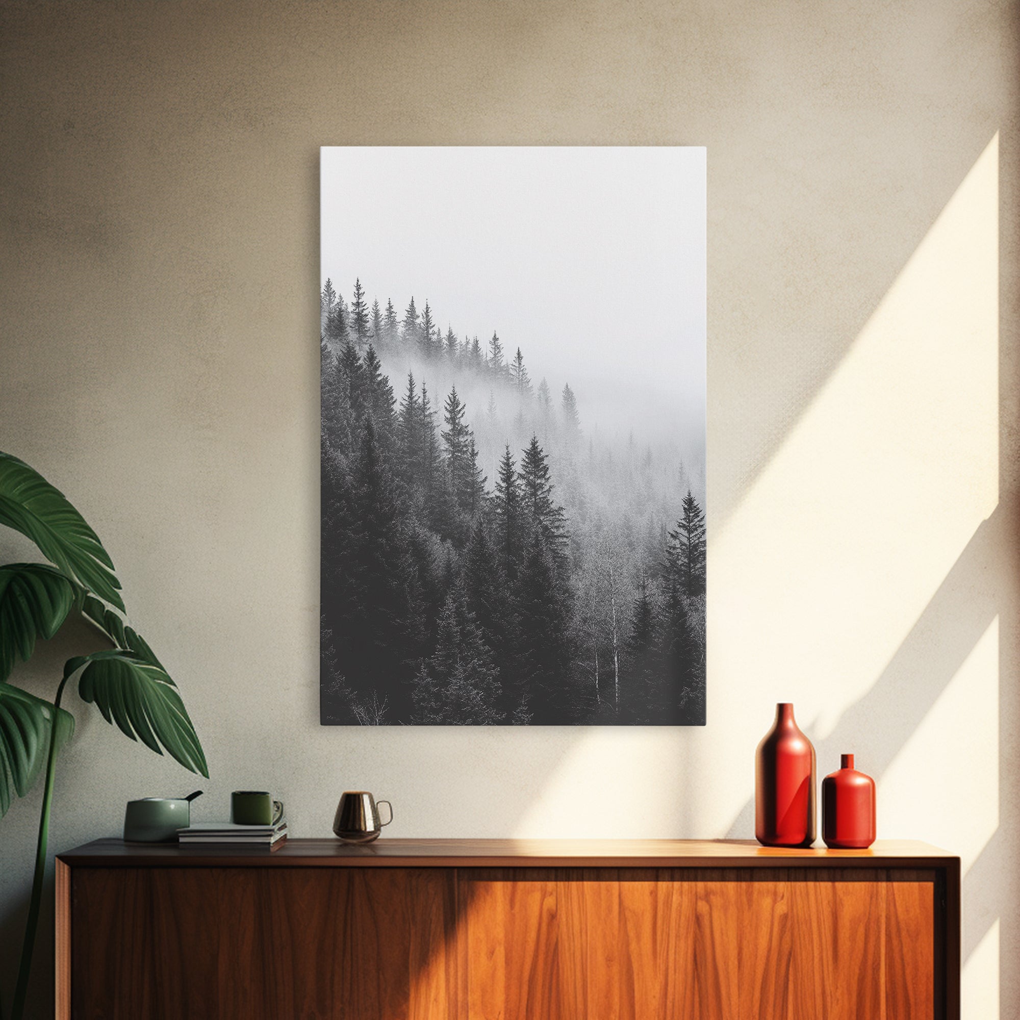 Misty Forest Pine Trees Foggy Morning Canvas Print