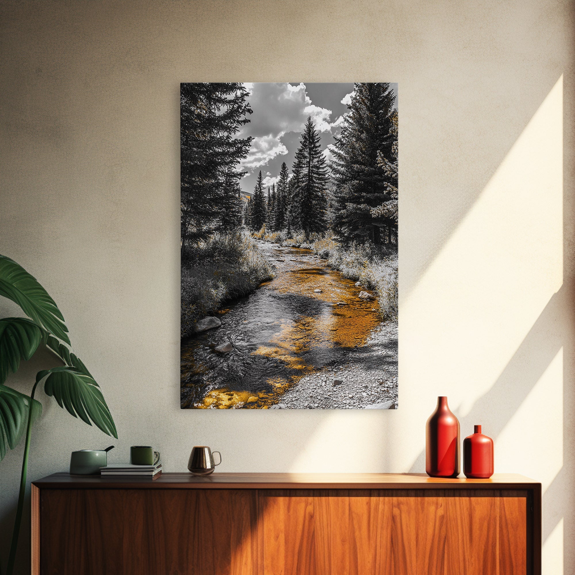 Forest Stream Autumn Glow Canvas Print