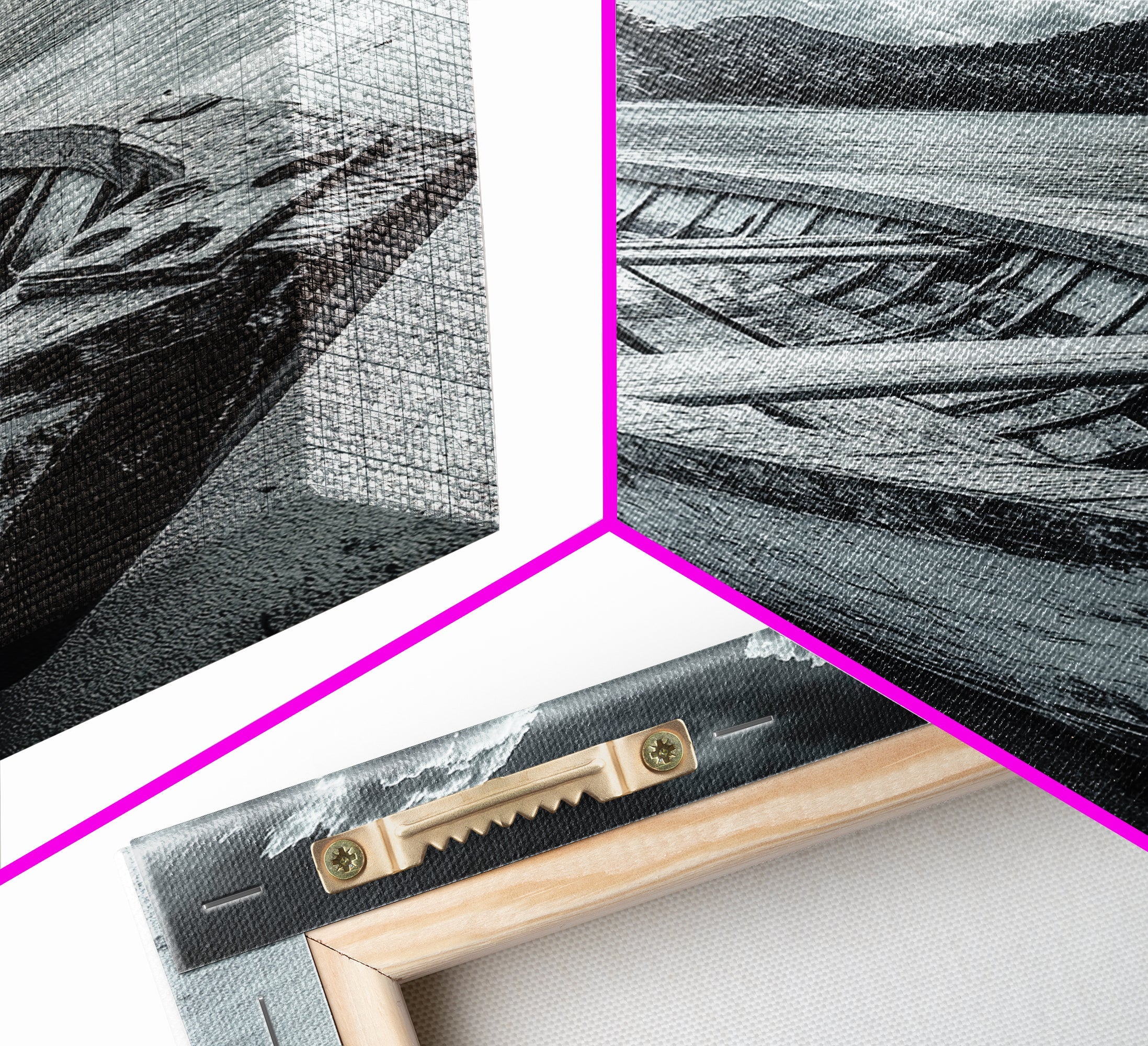 Abandoned Rowboat Coastal Black & White Canvas Print