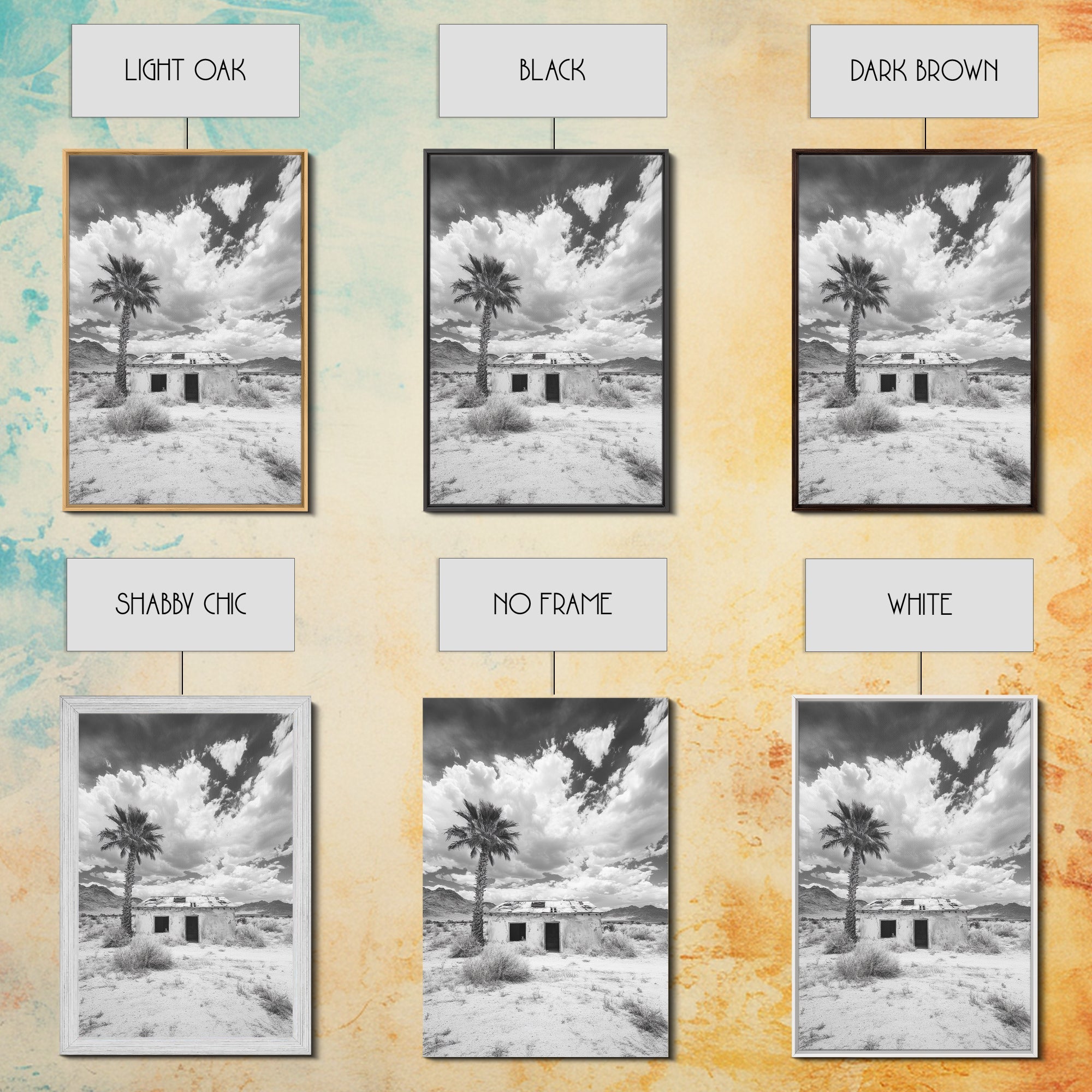 Palm Tree Desert Shack Western Minimalism Canvas Print