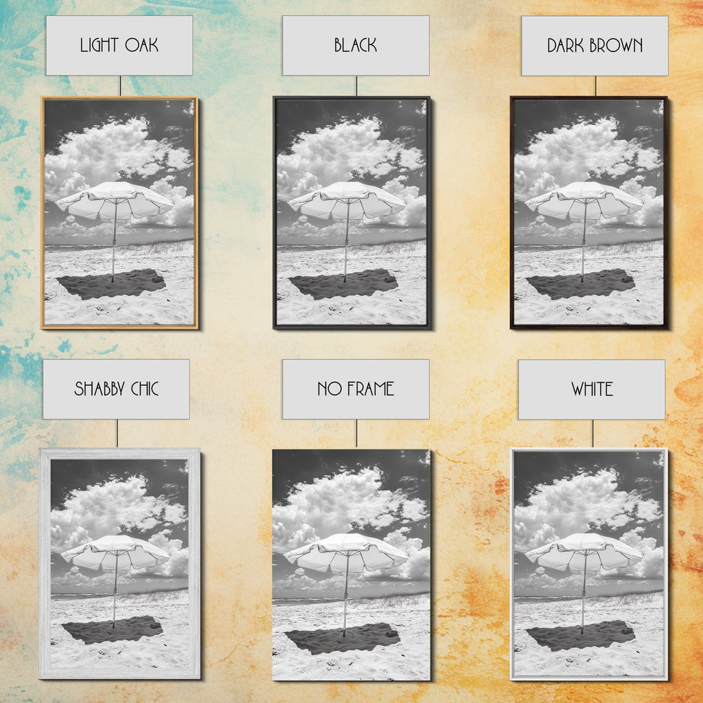 Beach Umbrella Sunny Coastal Cloudscape Canvas Print