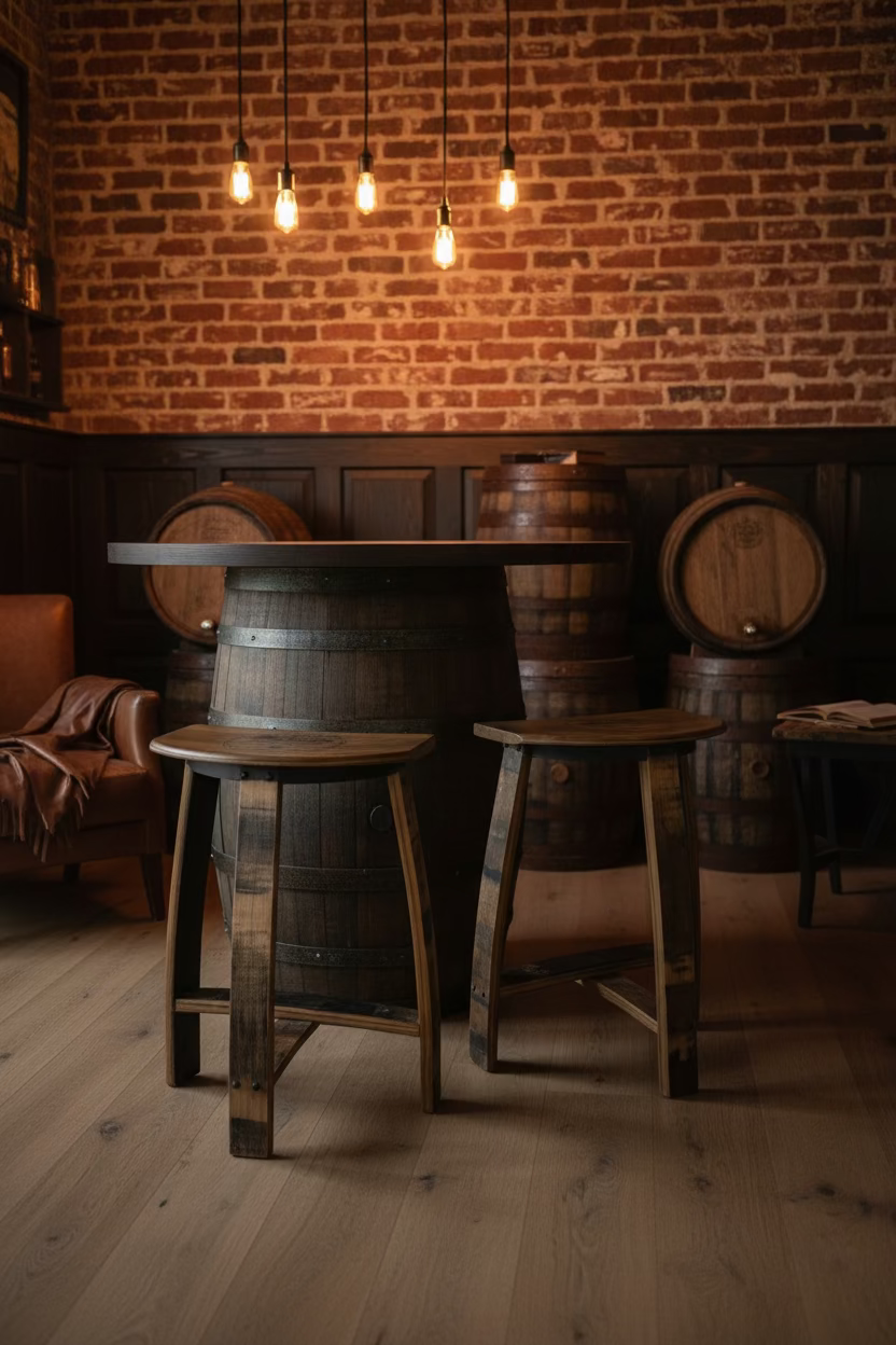 The Whiskey Workshop Bourbon Barrel Stool with Optional Engraving