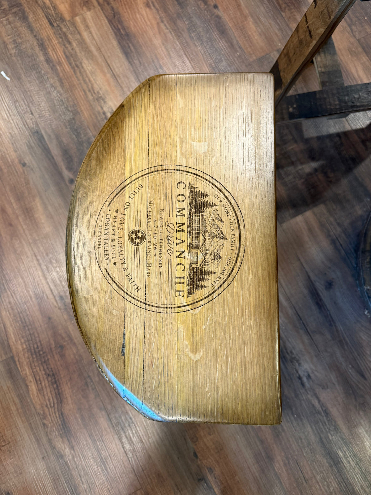 The Whiskey Workshop Bourbon Barrel Stool with Optional Engraving