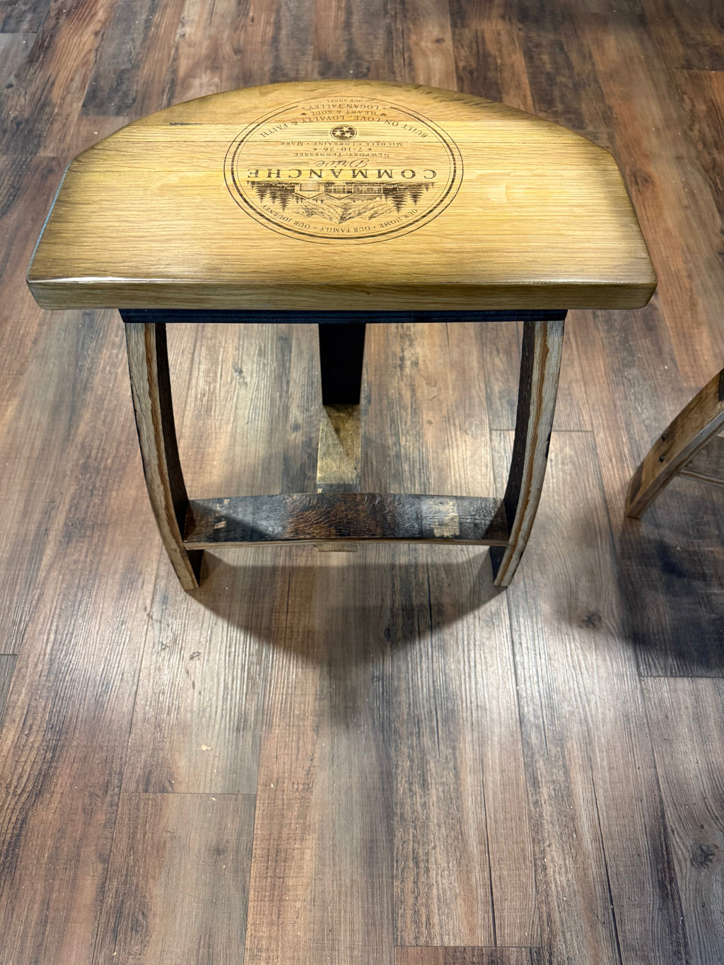 The Whiskey Workshop Bourbon Barrel Stool with Optional Engraving