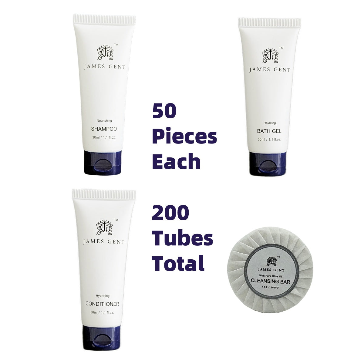James Gent Hotel Toiletries Set - 200 Pieces, 50 of Each